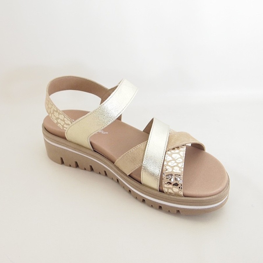 Mujer piesanto | Sandalias Piesanto 230784 Beige-Arena-Platino