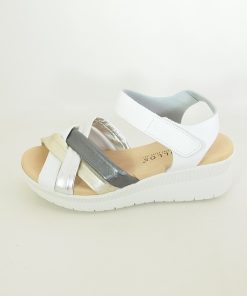 Mujer pitillos | Sandalias Pitillos 5261 Metalizado-Blanco