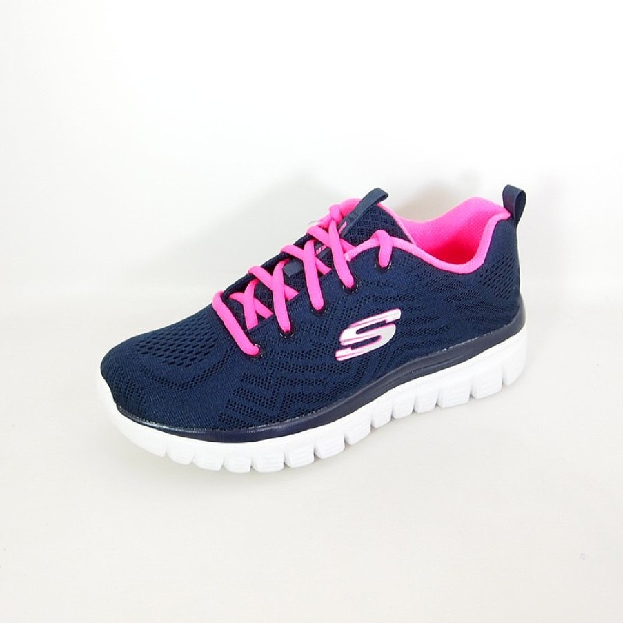 Mujer Skechers | Zapatillas Deportivas Skechers 12615 Graceful Get Connected Azul-Rosa