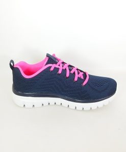 Mujer Skechers | Zapatillas Deportivas Skechers 12615 Graceful Get Connected Azul-Rosa