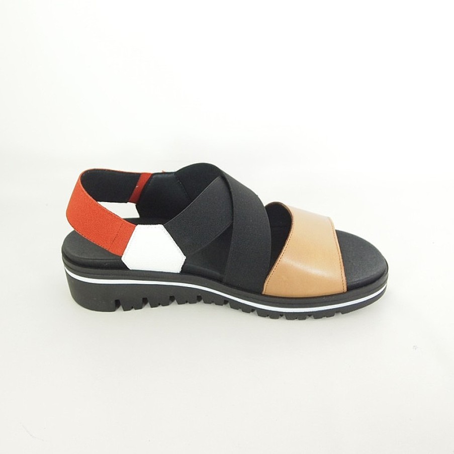 Mujer piesanto | Sandalias Piesanto 220787 Camel-Blanco-Rojo