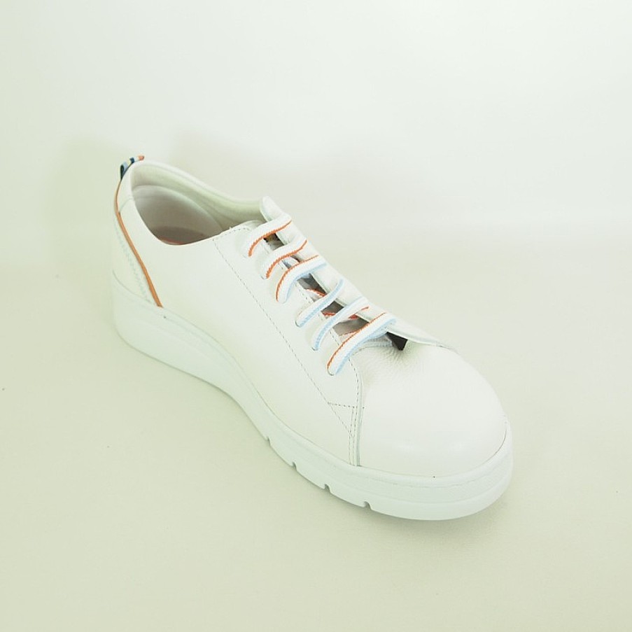 Mujer Fluchos | Zapatos Fluchos Pompas F1422 Blanco-Naranja