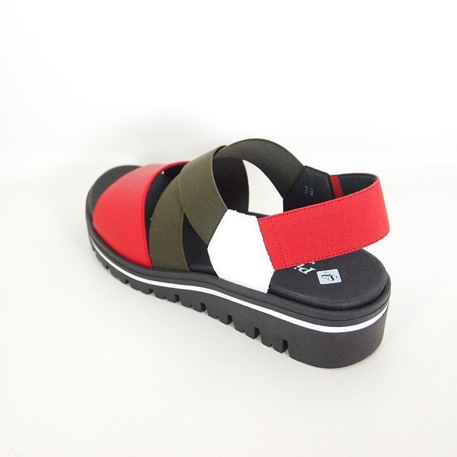 Mujer piesanto | Sandalias Piesanto 220787 Musgo-Rojo