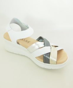 Mujer pitillos | Sandalias Pitillos 5261 Metalizado-Blanco